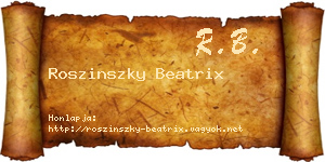 Roszinszky Beatrix névjegykártya